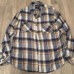 RSQ Men’s Blue And Yellow Button Up Size Large